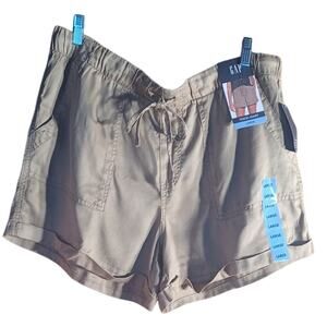 NWT Gap Tencel Shorts Beige Elastic Waist Drawstring Pockets Women's Large Soft
